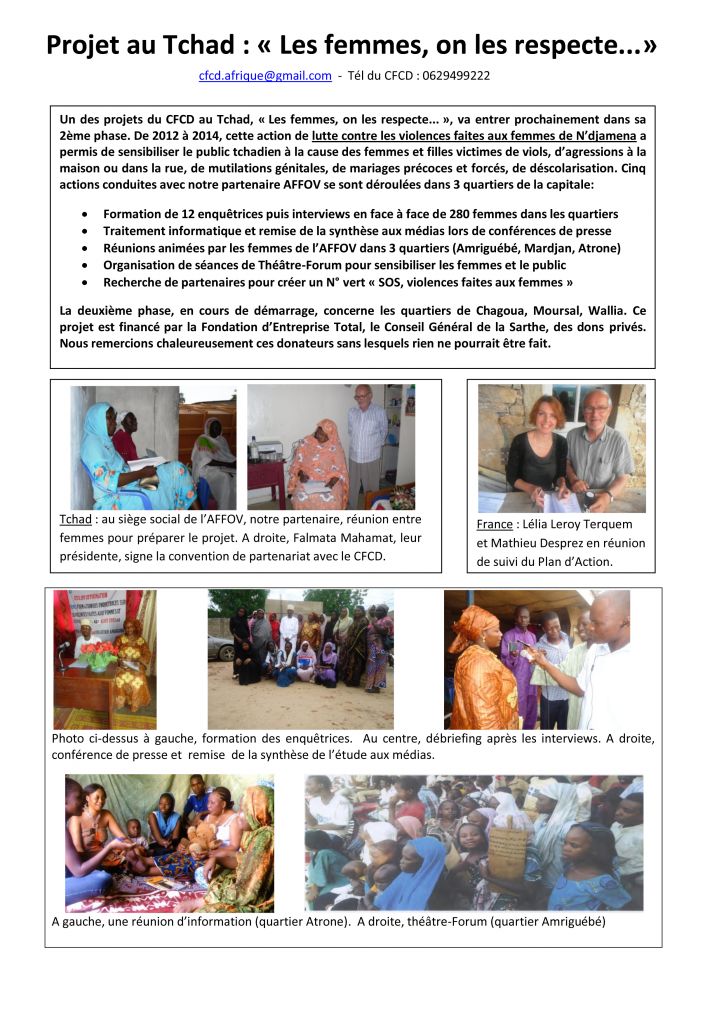 Le projet du CFCD ''Les femmes, on les respecte''